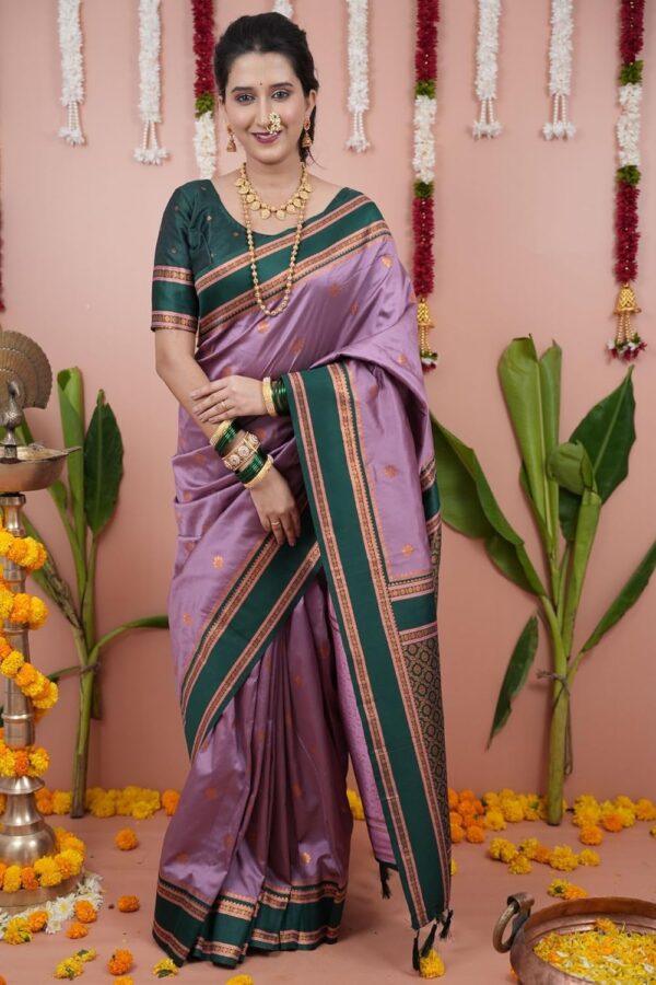 SGF11 Women's Kanjivaram Pure Soft Silk Saree With Unstitched Blouse Piece - Image 2