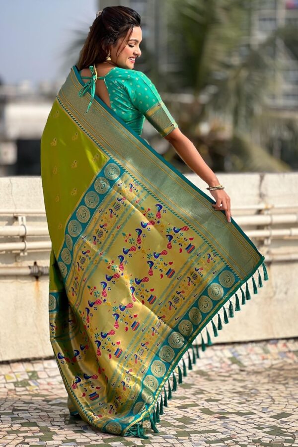 SGF11 Women's Paithani Soft Lichi Silk Kanjivaram Sarees With Blouse Piece - Image 4