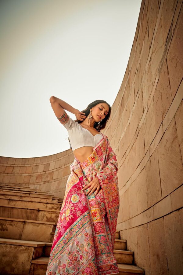 MADHUHANSH Kashmiri Cotton Patola Saree for Women | Cotton Saree | Sarees with Unstitched Blouse | Saree with Blouse Piece | Soft and Skin Friendly - Image 2
