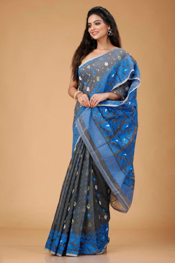 OISHANI SAREE GHOR Women's Traditional Bengal Cotton Silk Soft Jamdani Saree - Beautiful design and Quality - Without Blouse Piece - Image 2