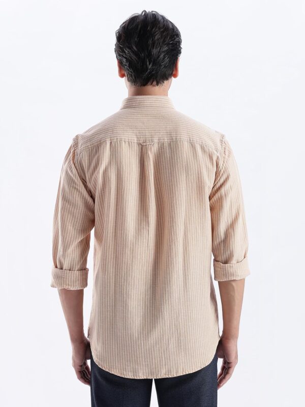 TURMS Water Repellent Men's Striped Shirt | Anti Stain Anti Odor | Concealed Button Down Collar Full Sleeves Kansas Linen Casual and Formal Wear - Image 4