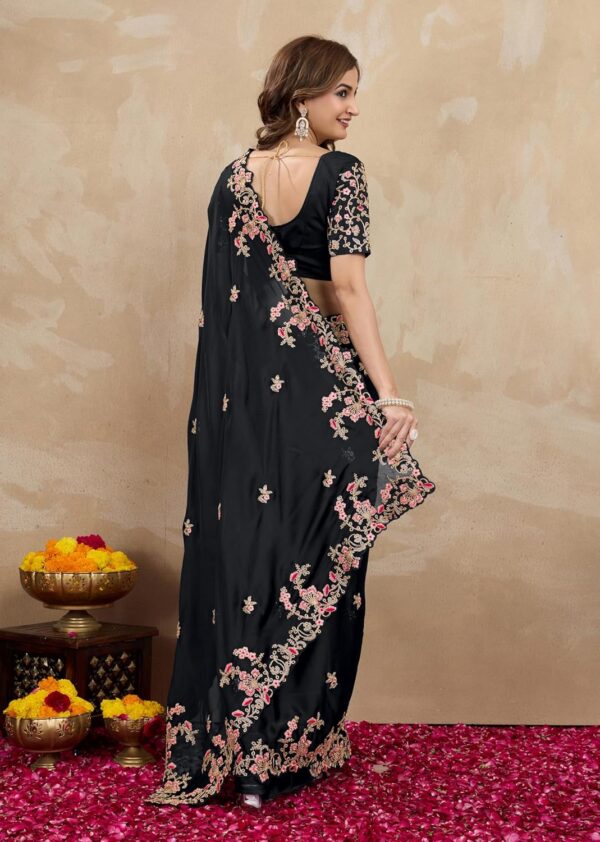 TRENDMALLS Women's Rangoli Silk Embroidery Saree with Unstitch Blouse Piece Saree for Women - Image 2