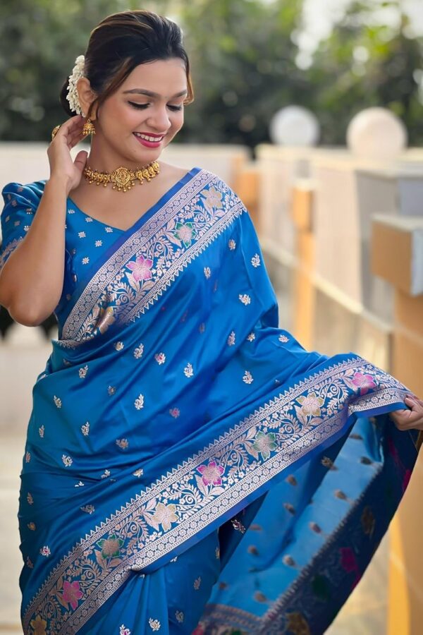 SGF11 Women's Kanjivaram Pure Soft Silk Saree With Unstitched Blouse Piece - Image 3