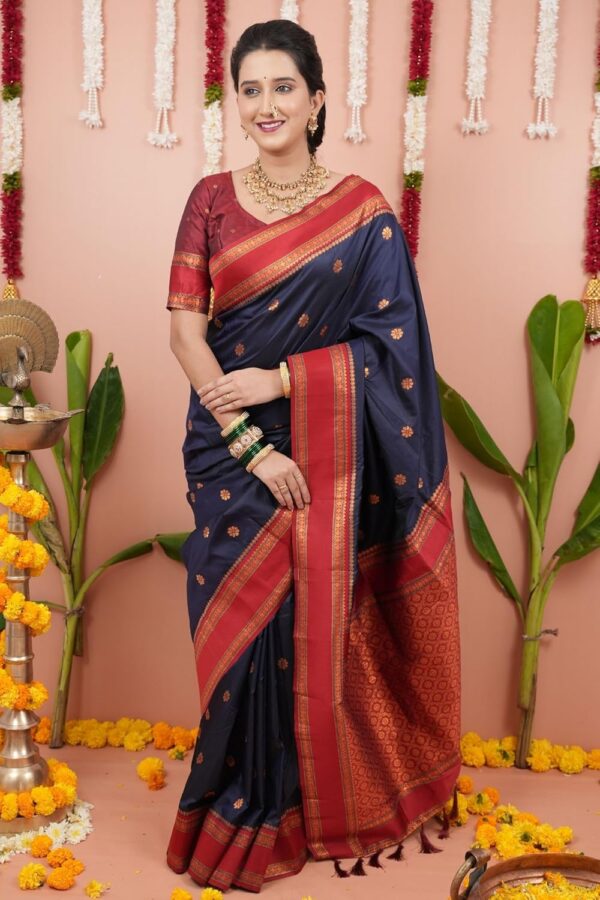 SGF11 Women's Kanjivaram Pure Soft Silk Saree With Unstitched Blouse Piece - Image 2