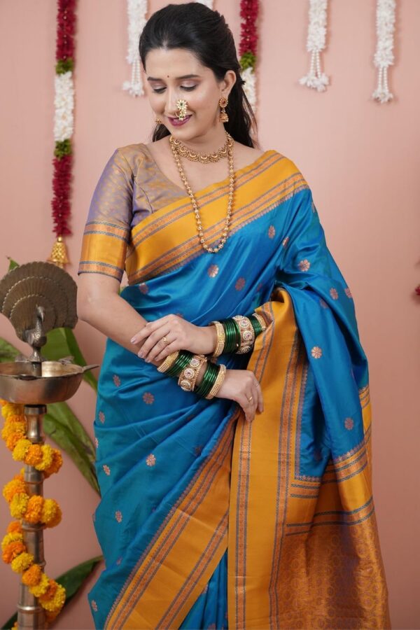 SGF11 Women's Kanjivaram Pure Soft Silk Saree With Unstitched Blouse Piece - Image 3