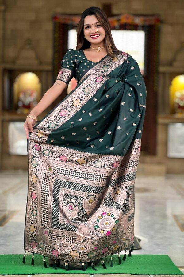 SGF11 Women's Kanjivaram Pure Soft Silk Saree With Unstitched Blouse Piece - Image 6
