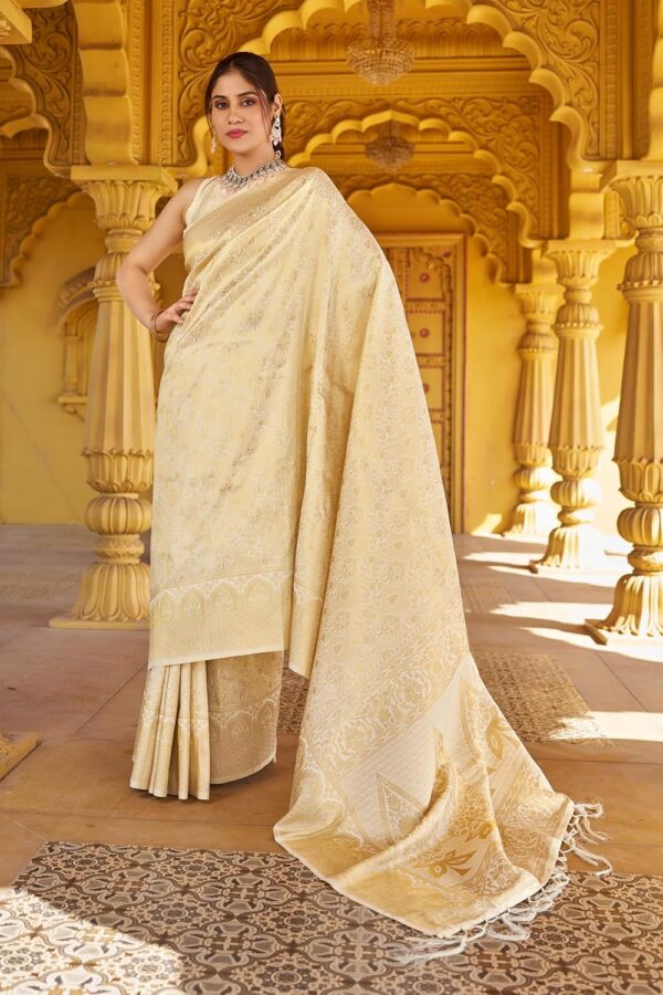 SWORNOF Womens Kanjivaram Silk Saree with Zari Woven Saree With Blouse Piece - Image 2