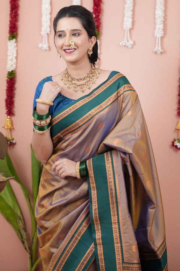 SGF11 Women's Kanjivaram Pure Soft Silk Saree With Unstitched Blouse Piece - Image 3
