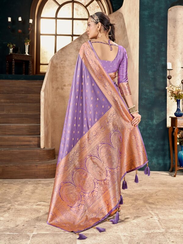Mehrang Women's Pure Kanjivaram Silk Saree Banarasi Silk Wedding Sarees for Women with Blouse Piece - Image 6