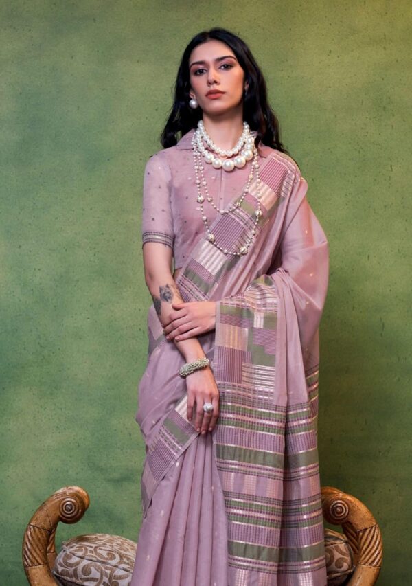 SGF11 Women's Kanjivaram Soft Cotton Linen Silk Saree With Unstitched Blouse Piece - Image 4