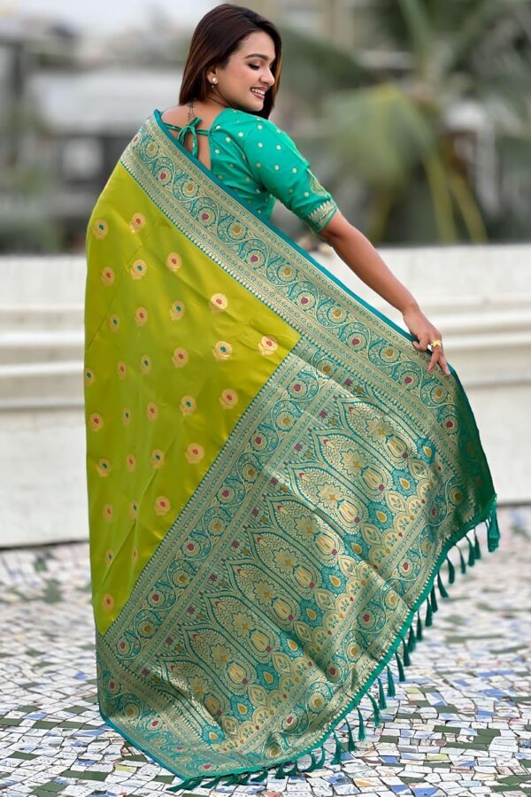 SGF11 Women's Kanjivaram Pure Soft Silk Saree With Unstitched Blouse Piece - Image 4
