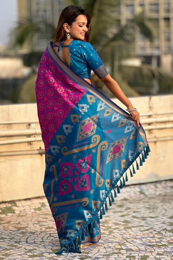 SGF11 Women's Kanjivaram Patola Soft Pure Silk Sarees With Unstitched Blouse Piece - Image 3