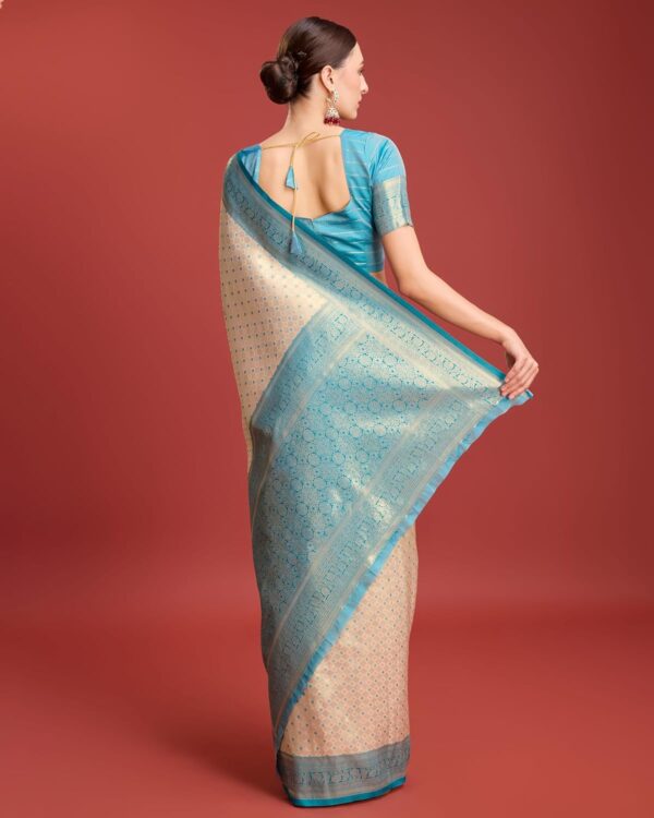 Monjolika Fashion Women's Kanjivaram Silk Mesmerizing Saree for Every Celebrations Comes With Unstitched Blouse Piece - Image 3
