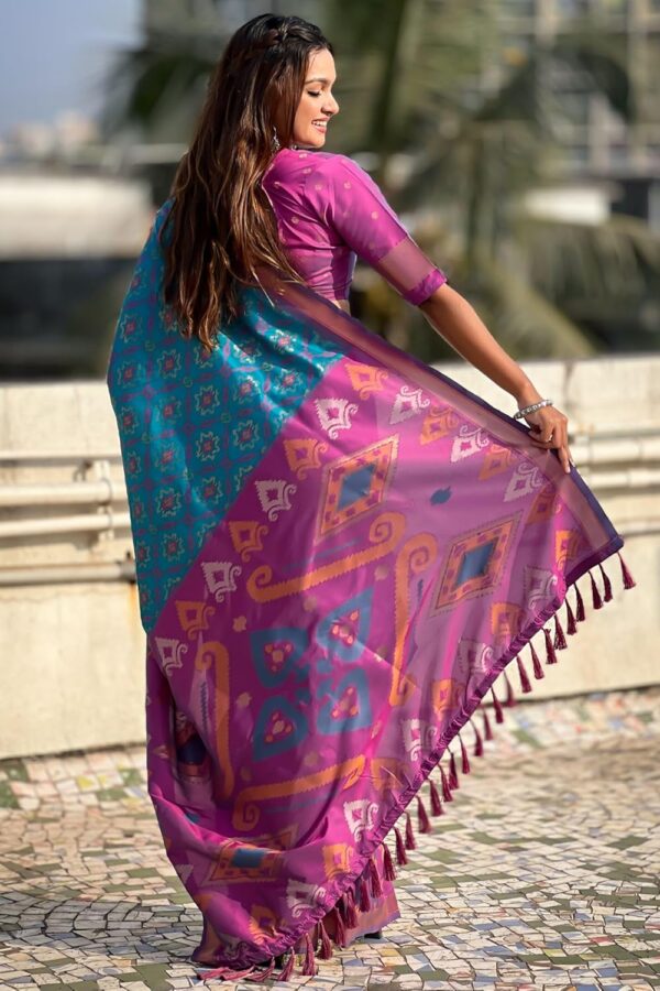 SGF11 Women's Kanjivaram Patola Soft Pure Silk Sarees With Unstitched Blouse Piece - Image 3