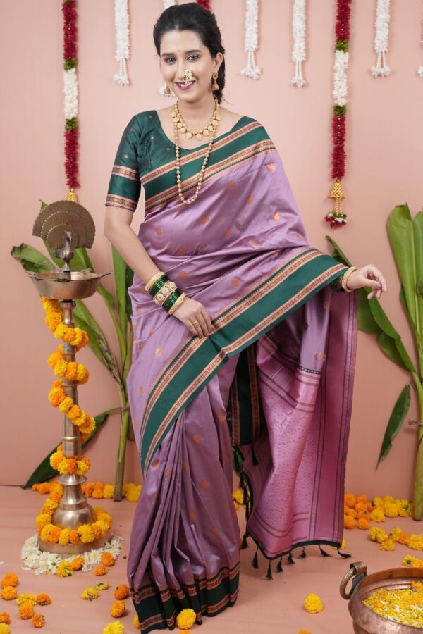 SGF11 Women's Kanjivaram Pure Soft Silk Saree With Unstitched Blouse Piece - Image 5