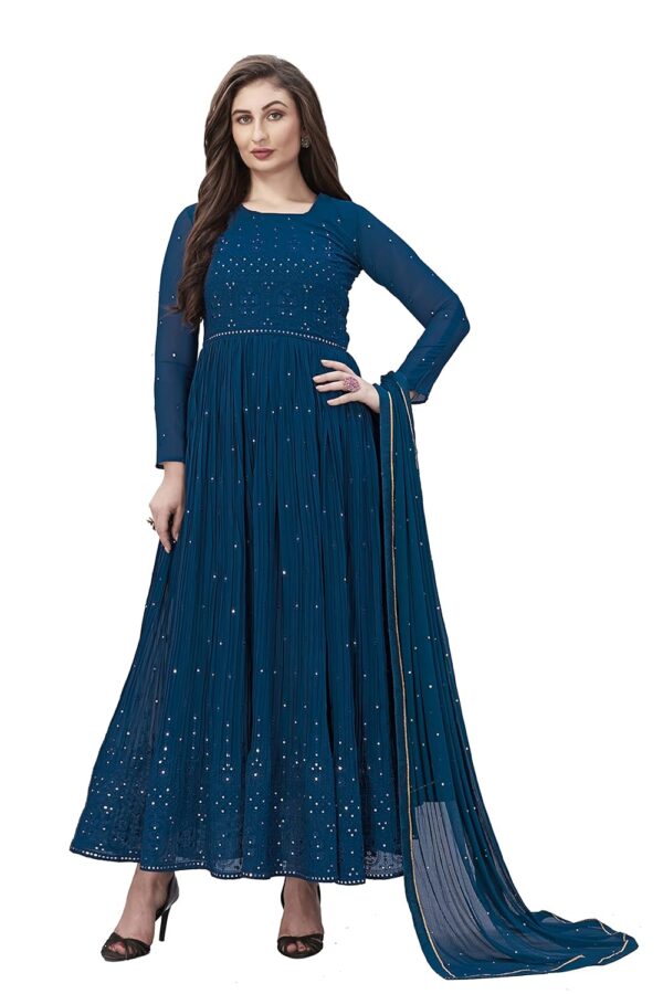 TRENDMALLS Women's Georgette Embroidery Salwar Suit Anarkali Kurta Set with Dupatta - Image 3