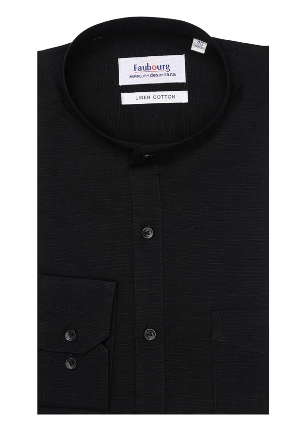 Faubourg Mens Linen Cotton Mandarin Chinese Collar Formal Shirt - Image 6