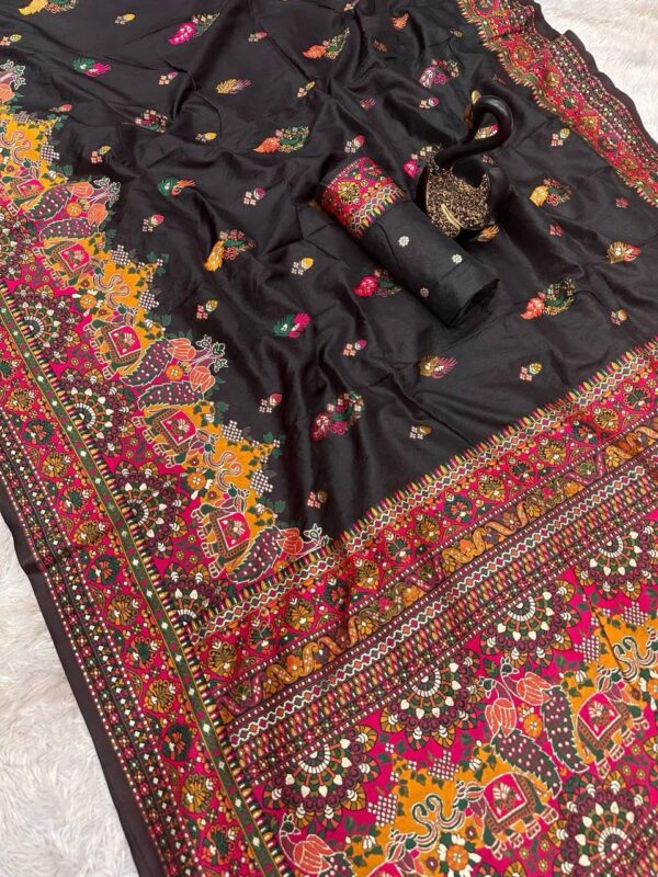 SWORNOF Women's kanjivaram banarasi silk saree for Patola festival Wedding silk with rich pallu Design sarees for women with blouse piece - Image 2