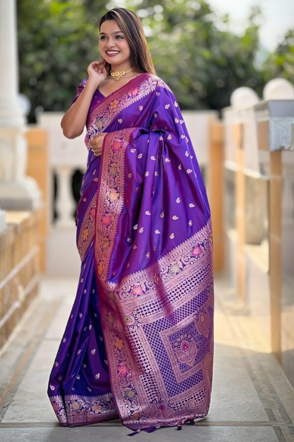 SGF11 Women's Kanjivaram Pure Soft Silk Saree With Unstitched Blouse Piece - Image 6