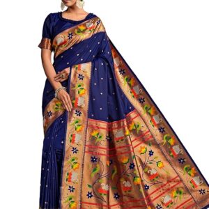 EthnicJunction Women's Pure Silk Paithani Woven Saree With Blouse Piece
