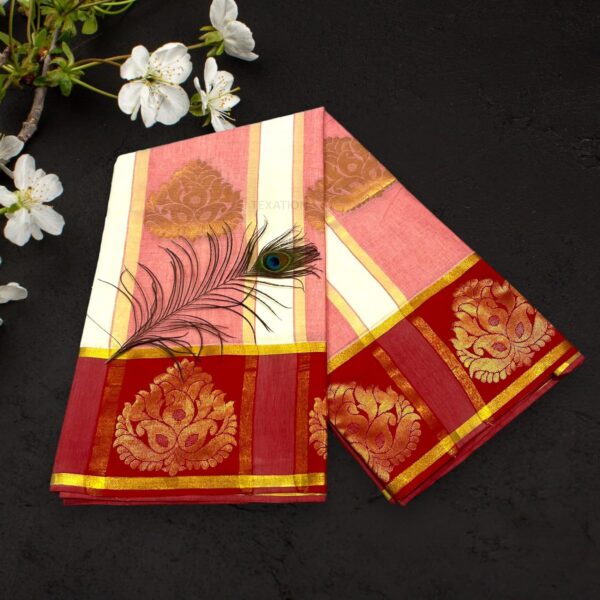 TEXATION Onam Special Women's Kerala Kasavu Cotton Saree With Rich Pallu and Running Blouse Piece (Saree5.5 meter, Blouse 0.8 meter) (BLACK) - Image 4