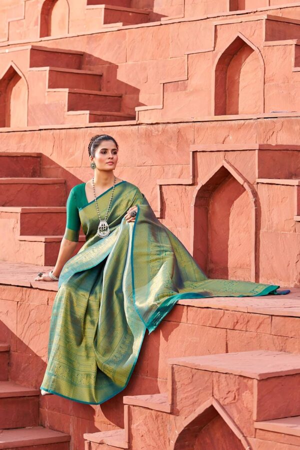 SWORNOF Women's kanjivaram banarasi silk saree for Patola festival Wedding silk with rich pallu Design sarees for women with blouse piece - Image 5
