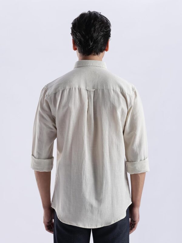 TURMS Water Repellent Men's Striped Shirt | Anti Stain Anti Odor | Concealed Button Down Collar Full Sleeves Kansas Linen Casual and Formal Wear - Image 5
