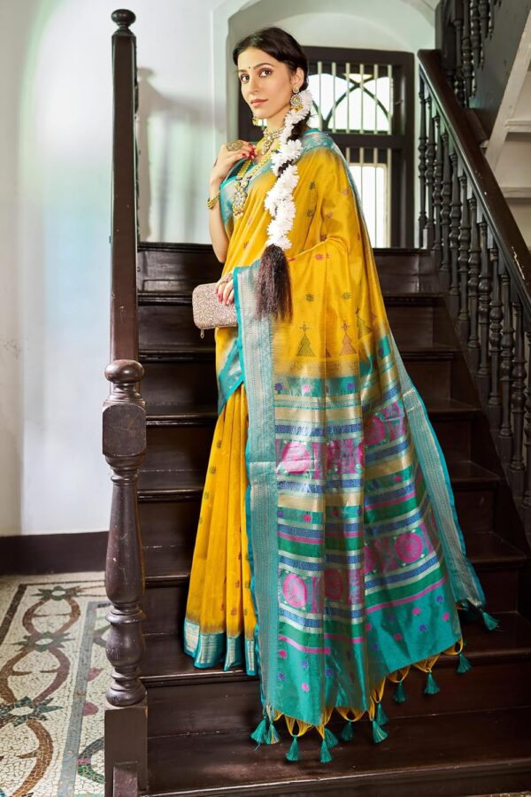 SWORNOF Women's Tussar Raw Silk With Tassels|sarees for women|sarees for women|jute silk sarees|tussar silk saree for women|banarasi silk saree for festival - Image 3