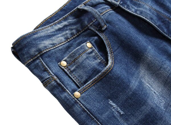 AITITIA Men's Biker Zipper Deco Washed Straight Fit Jeans - Image 3