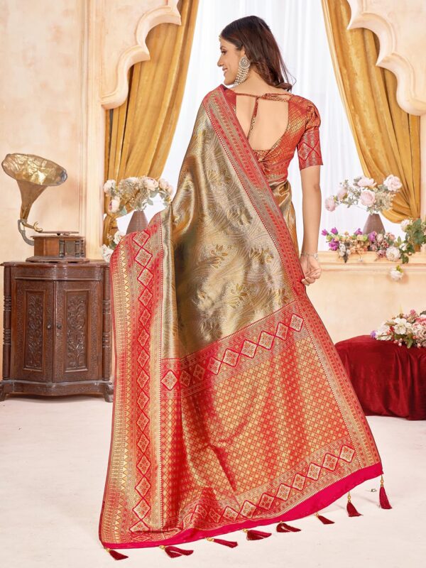 Mehrang Women's Pure Kanjivaram Silk Saree Banarasi Silk Wedding Sarees for Women with Blouse Piece - Image 6
