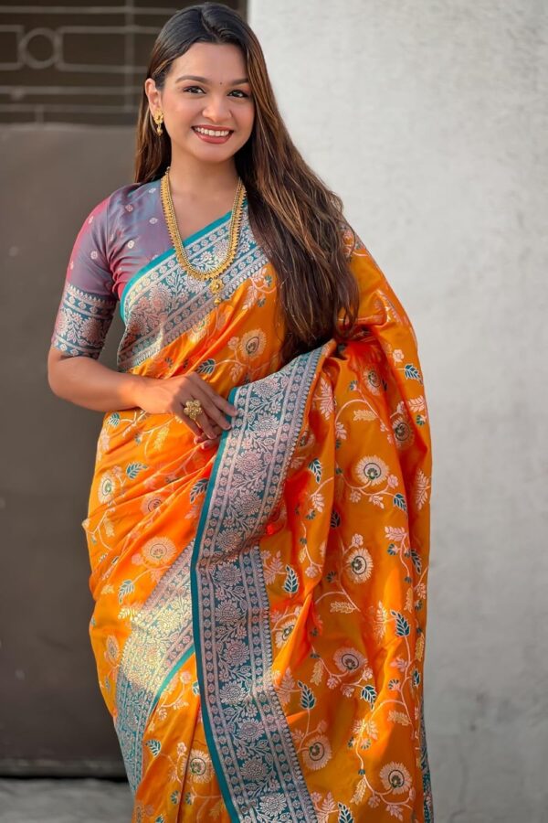 SGF11- Women's Kanjivaram Woven Soft Silk Saree With Blouse Piece - Image 3
