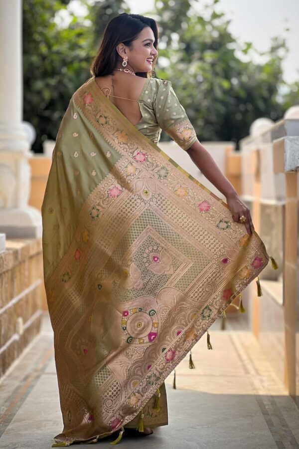 SGF11 Women's Kanjivaram Pure Soft Silk Saree With Unstitched Blouse Piece - Image 4