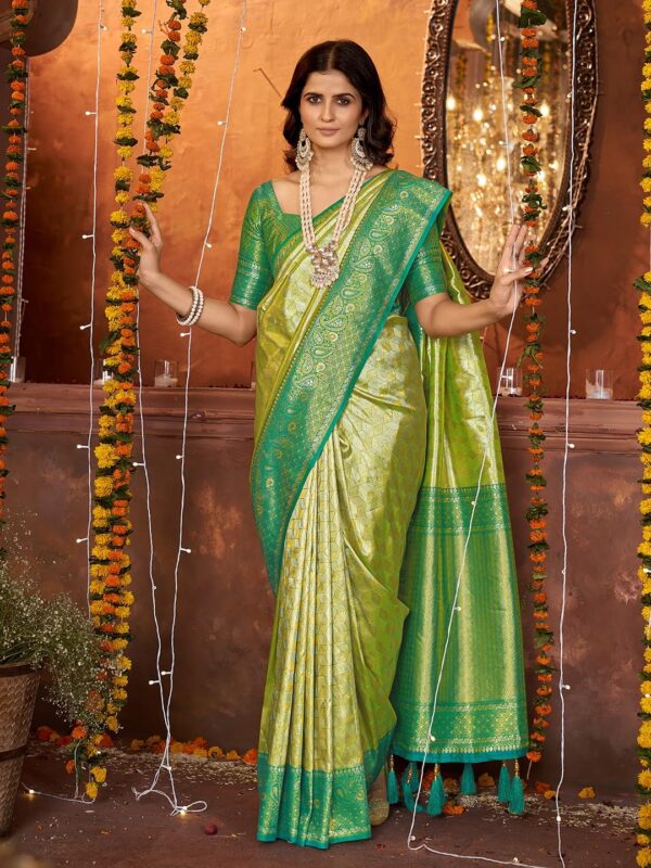 Mehrang Cotton Banarasi Silk Saree for Women With Unstitched Blouse Piece - Image 4