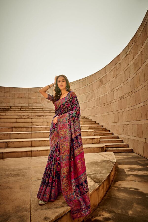 MADHUHANSH Kashmiri Cotton Patola Saree for Women | Cotton Saree | Sarees with Unstitched Blouse | Saree with Blouse Piece | Soft and Skin Friendly - Image 2