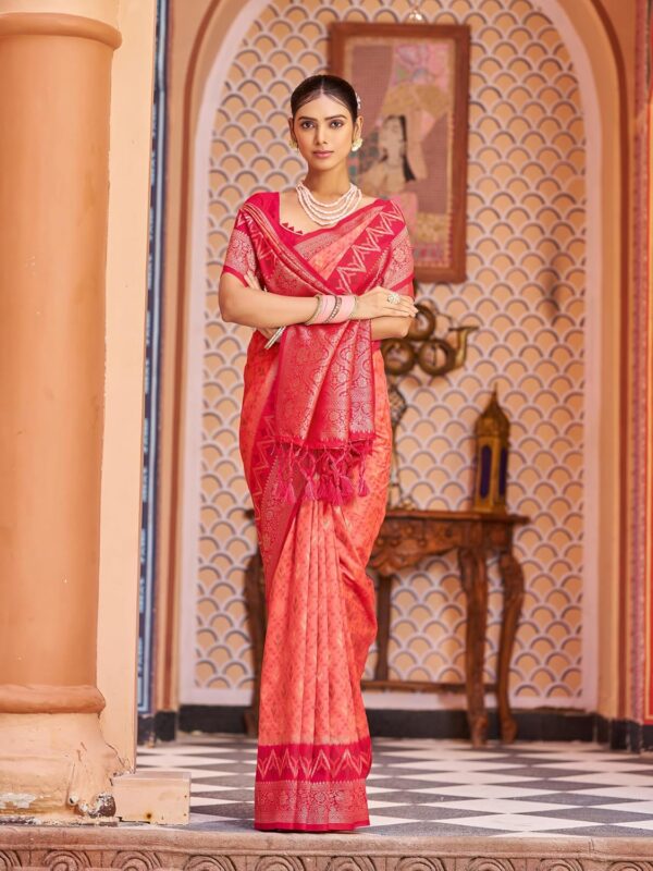 SWORNOF Women's kanjivaram banarasi silk saree for Patola festival Wedding silk with rich pallu Design sarees for women with blouse piece - Image 6