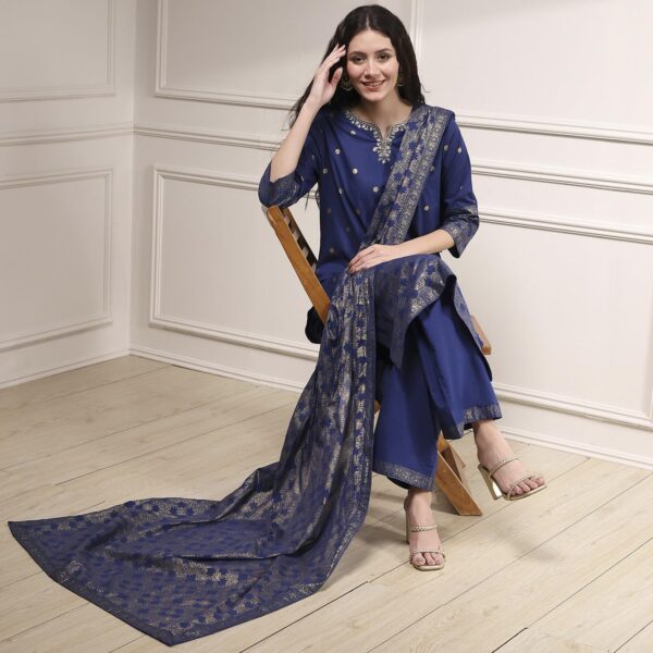 BIBA Women's Cotton Kurta, Bottom, Dupatta - Image 2