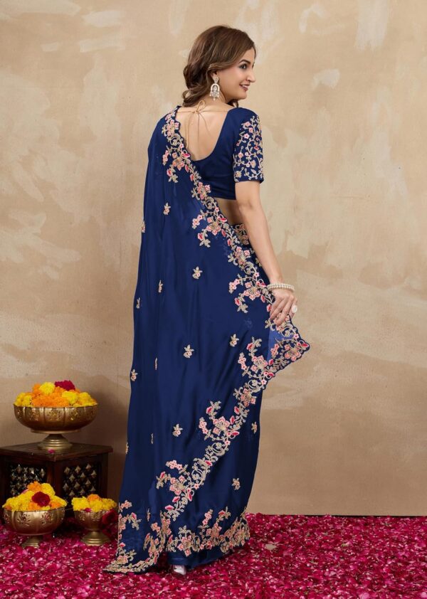 TRENDMALLS Women's Rangoli Silk Embroidery Saree with Unstitch Blouse Piece Saree for Women - Image 2