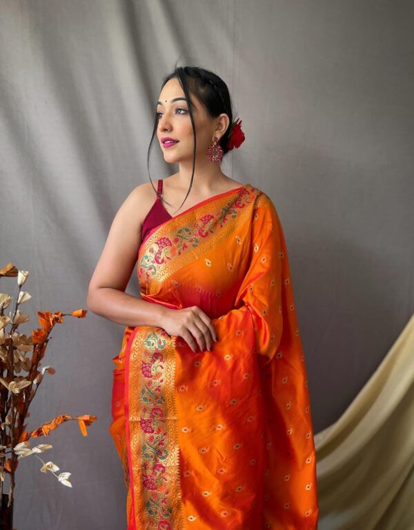 SGF11 Women's Paithani Soft Lichi Silk Kanjivaram Sarees With Blouse Piece - Image 3