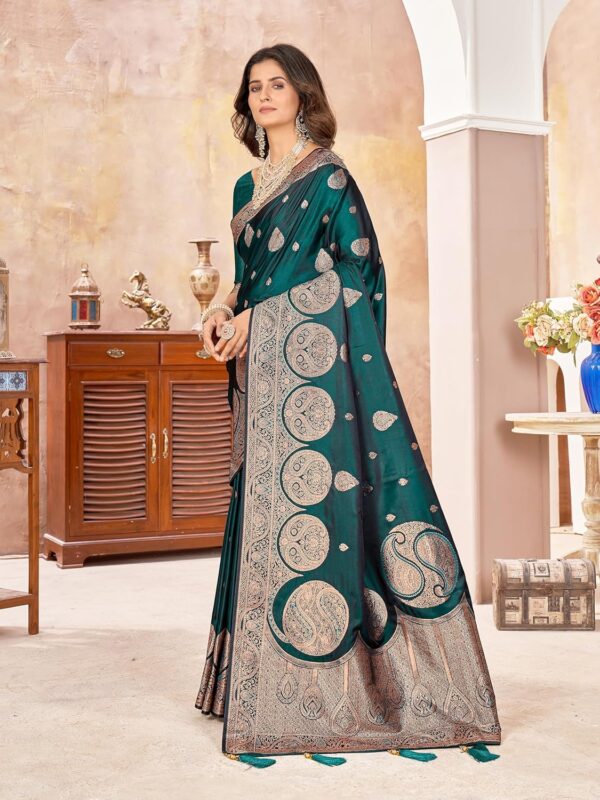 Mehrang Women's Pure Kanjivaram Silk Saree Banarasi Silk Wedding Sarees for Women with Blouse Piece - Image 3