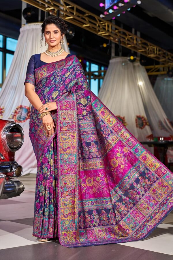 SWORNOF Women's kanjivaram banarasi silk saree for Patola festival Wedding silk with rich pallu Design sarees for women with blouse piece - Image 2