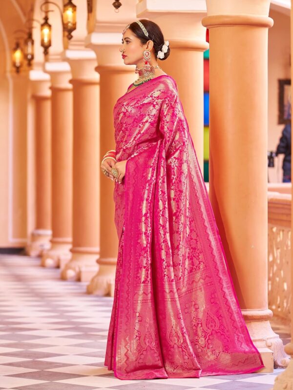 SWORNOF Women's kanjivaram banarasi silk saree for festival Wedding silk with rich pallu Design sarees for women with Unstitched blouse piece - Image 3