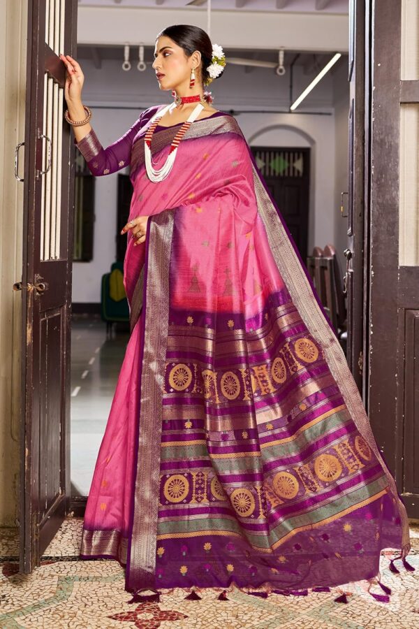 SWORNOF Women's Tussar Raw Silk With Tassels|sarees for women|sarees for women|jute silk sarees|tussar silk saree for women|banarasi silk saree for festival - Image 6