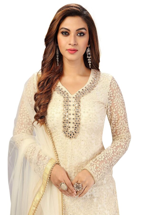 TRENDMALLS Women's Cotton Embroidery Salwar Suit Set Kurta Sharara with Dupatta Kurta Palazzo Set Stitched Ready To Wear - Image 3