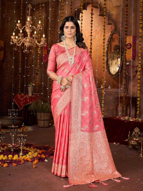 Mehrang Women's Pure Kanjivaram Silk Saree Banarasi Silk Wedding Sarees for Women with Blouse Piece - Image 2