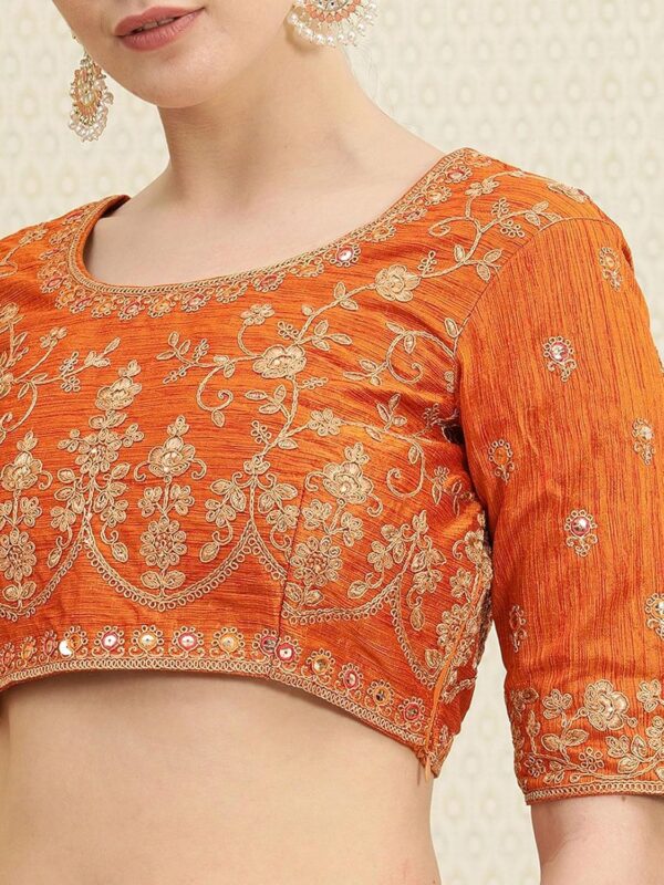 TRENDMALLS Women's Pure Silk Embroidery Work Saree with Unstitch Blouse Piece - Image 6