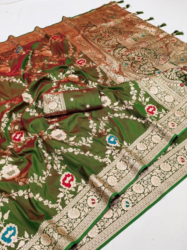 MARGI DESIGNERS Womens New Latest Kanjivaram Heavy Banarasi Silk Woven Saree with Blouse - Image 2