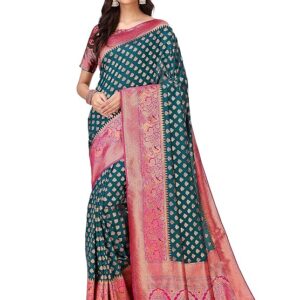 Mehrang Cotton Banarasi Silk Saree for Women With Unstitched Blouse Piece