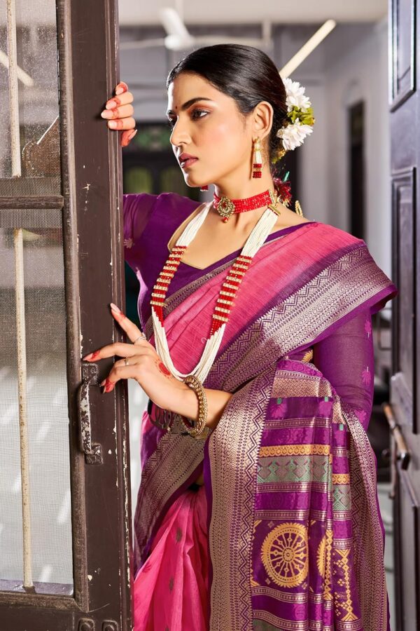 SWORNOF Women's Tussar Raw Silk With Tassels|sarees for women|sarees for women|jute silk sarees|tussar silk saree for women|banarasi silk saree for festival - Image 2
