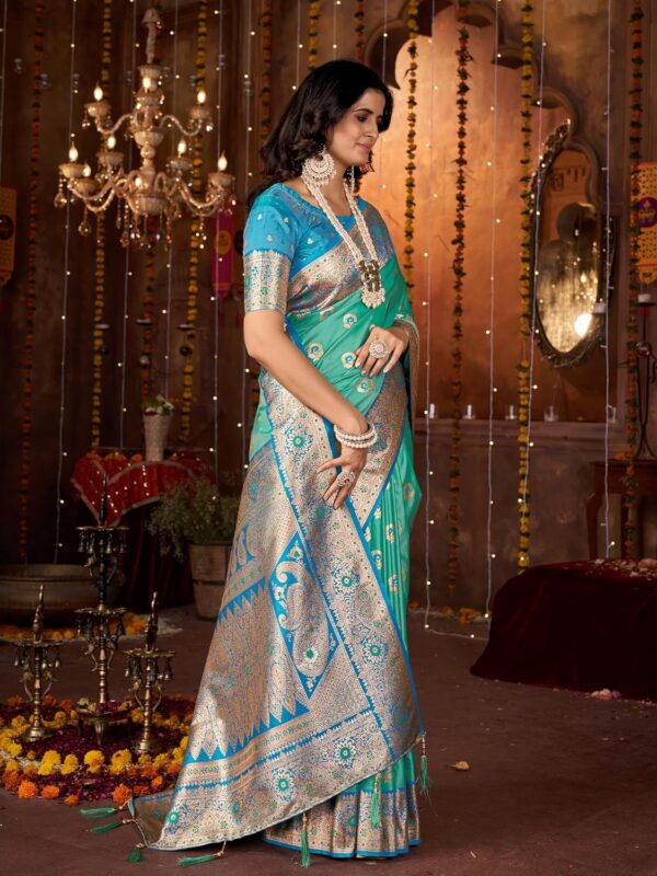 Mehrang Cotton Banarasi Silk Saree for Women With Unstitched Blouse Piece - Image 4