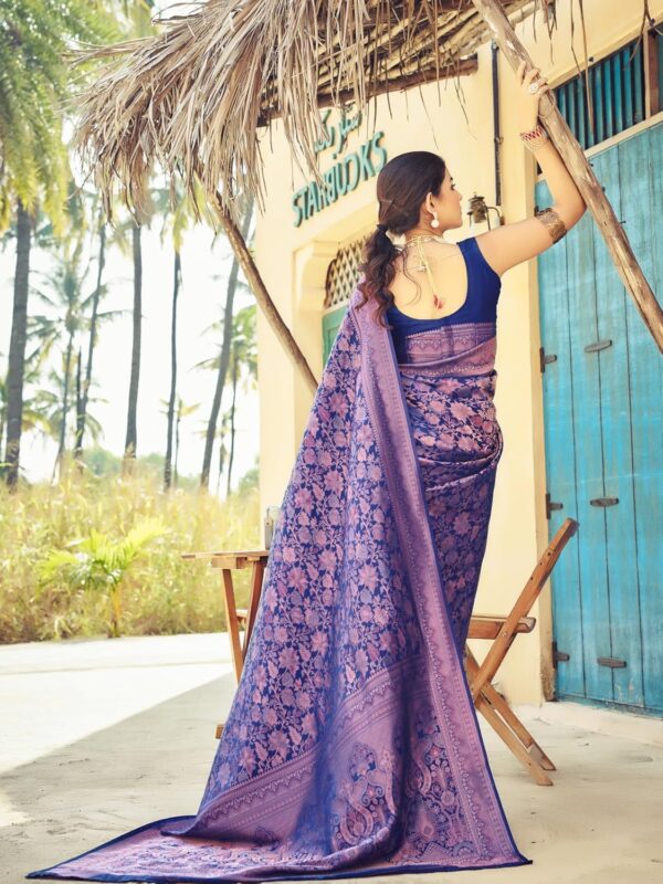 SWORNOF Women's kanjivaram banarasi silk saree for festival Wedding silk with rich pallu Design sarees for women with Unstitched blouse piece - Image 6